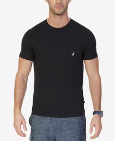 Мужская однотонная футболка классического кроя с круглым вырезом и карманами Nautica, мульти