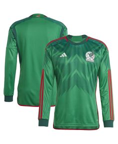 Мужская зеленая футболка сборной мексики 2022/23 домашняя пустая копия с длинным рукавом adidas, зеленый