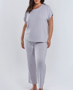 Пижамный комплект из модала jewel cosy размера плюс, 2 шт. iCollection, светло-серый