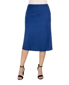 Женская юбка трапециевидной формы с эластичной талией до колен 24seven Comfort Apparel, синий