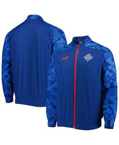 Мужская голубая предматчевая тренировочная куртка реглан с молнией во всю длину для национальной сборной исландии Puma, светло-синий