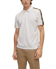 Мужская рубашка поло из мерсеризованного хлопка с логотипом boss Hugo Boss, белый