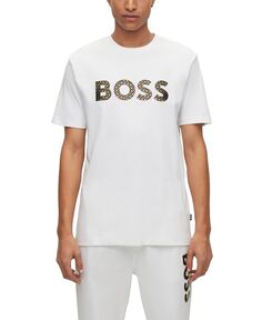 Мужская футболка boss из хлопка интерлок с монограммой и логотипом Hugo Boss, белый