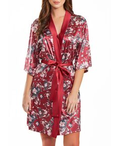 Женский атласный халат jenna contrast с цветочным принтом и поясом на завязках, 1 предмет iCollection