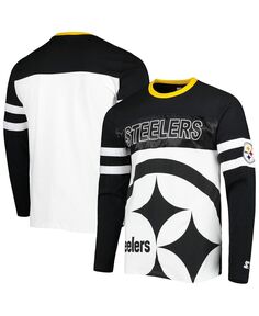 Мужская черно-белая футболка с длинным рукавом pittsburg steelers halftime Starter, черно-белый
