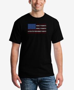 Мужская футболка с коротким рукавом и надписью land of the free american flag word art LA Pop Art, черный