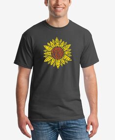 Мужская футболка с короткими рукавами и надписью sunflower word art LA Pop Art, темно-серый
