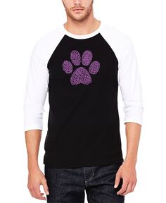 Мужская бейсбольная футболка реглан с рукавом 3/4 xoxo dog paw word art футболка LA Pop Art, черно-белый