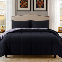 Комплект двуспального постельного белья из 3 предметов Decroom King, черный/серый