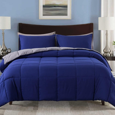 Комплект двуспального постельного белья из 3 предметов Decroom King, синий/серый