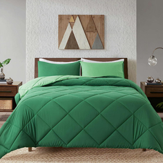 Комплект двуспального постельного белья из 3 предметов Decroom King, зеленый/оливковый