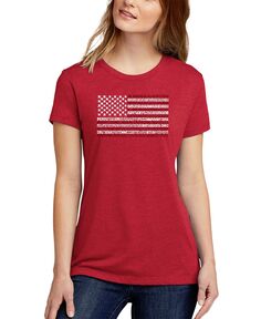 Женская футболка premium blend 50 states flag word art LA Pop Art, красный