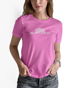 Женская футболка с надписью «peeking dog» и надписью «word art» LA Pop Art, розовый