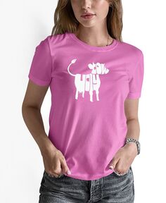 Женская футболка с надписью holy cow word art LA Pop Art, розовый