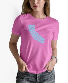 Женская футболка с надписью california hearts word art LA Pop Art, розовый