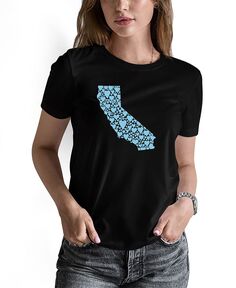 Женская футболка с надписью california hearts word art LA Pop Art, черный