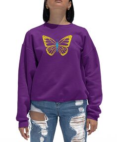 Женская толстовка с круглым вырезом и круглым вырезом в виде бабочки LA Pop Art, фиолетовый