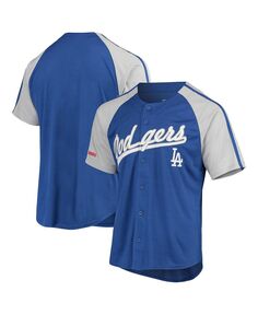 Футболка Stitches Men&apos;s Royal Los Angeles Dodgers Button-Down Raglan, синий/светло-серый