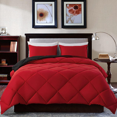 Комплект двуспального постельного белья из 3 предметов Decroom Twin, красный/черный