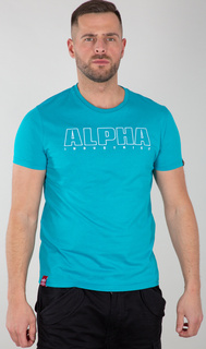 Футболка Alpha Industries Alpha Embroidery Heavy, светло-синий/белый