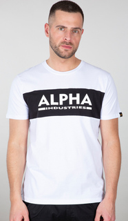 Футболка Alpha Industries Alpha Inlay, бело-черная