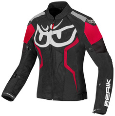 Женская мотоциклетная текстильная куртка Berik Imola Air с большим сетчатым вставкам, черный/белый/красный