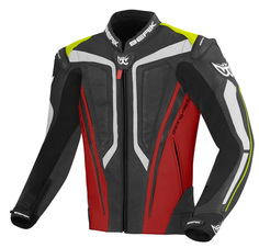 Мотоциклетная кожаная куртка Berik Street Pro с регулируемой талией и манжетами, черный/белый/красный