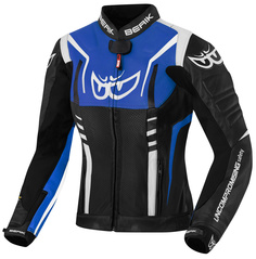 Женская мотоциклетная текстильная куртка Berik Striper с двойной кожей на локтях и плечах, черный/белый/синий