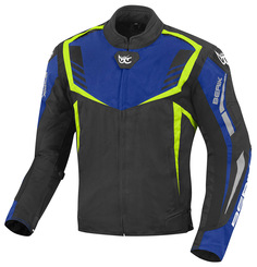 Мотоциклетная текстильная куртка Berik Toronto водонепроницаемая, черный/синий/желтый