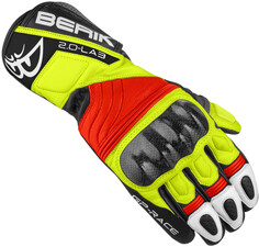 Мотоциклетные перчатки Berik Zoldar с защитой ТПУ на пальцах и запястье, черный/красный/желтый