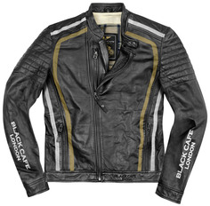Мотоциклетная кожаная куртка Black-Cafe London Seoul с регулируемым воротником, черный/белый/золотистый