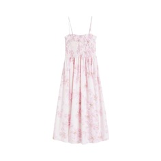 Платье H&amp;M Smocked Cotton, кремовый/розовый H&M