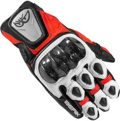 Мотоциклетные перчатки Berik Namib с предварительно изогнутым палецем, черный/белый/красный