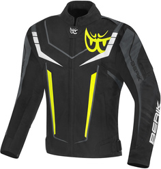 Мотоциклетная текстильная куртка Berik Radic Evo водонепроницаемая, черный/белый/желтый