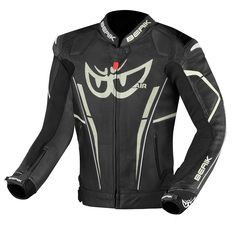 Мотоциклетная кожаная куртка Berik Street Pro Evo с регулируемой талией и манжетами, черный/белый