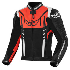 Женская мотоциклетная текстильная куртка Berik Striper с двойной кожей на локтях и плечах, черный/белый/красный