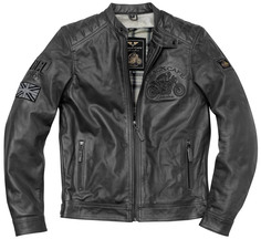 Мотоциклетная кожаная куртка Black-Cafe London Bangkok без воротника, черный