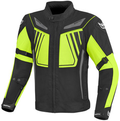 Мотоциклетная текстильная куртка Berik Nardo Evo водонепроницаемая, черный/неоновый/желтый