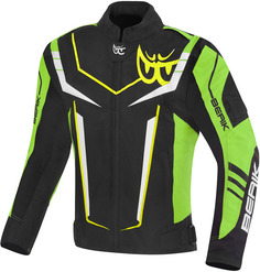 Мотоциклетная текстильная куртка Berik Radic Evo водонепроницаемая, черный/желтый/зеленый