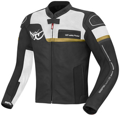 Мотоциклетная кожаная куртка Berik Sportivo с стрейч-вставками, черный/белый/бронза