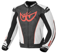 Мотоциклетная кожаная куртка Berik Street с регулируемой талией и манжетами, черный/белый