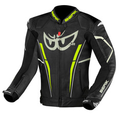 Мотоциклетная кожаная куртка Berik Street Pro Evo с регулируемой талией и манжетами, черный/серый/желтый