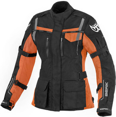Женская мотоциклетная текстильная куртка Berik Torino водонепроницаемая, черный/оранжевый