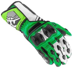 Мотоциклетные перчатки Berik Track с предварительно изогнутым палецем, черный/зеленый/белый