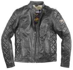 Мотоциклетная кожаная куртка Black-Cafe London Gorgan II с клетчатой подкладкой, черный