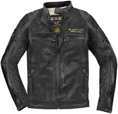 Мотоциклетная кожаная куртка Black-Cafe London Miami с логотипом, черный