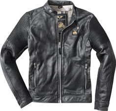 Мотоциклетная кожаная куртка Black-Cafe London Milano с коротким воротником, черный