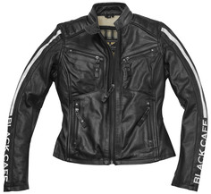 Женская мотоциклетная кожаная куртка Black-Cafe London Toronto со съемной подкладкой, черный/белый