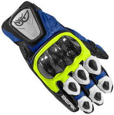 Мотоциклетные перчатки Berik Namib с предварительно изогнутым палецем, черный/белый/синий