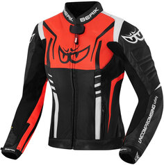 Женская мотоциклетная текстильная куртка Berik Striper с двойной кожей на локтях и плечах, черный/белый/красный